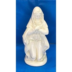 Vintage Virgin Mary Christmas Nativity Figurine White Ceramic 9.5 Inches Tall
